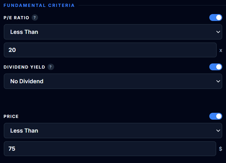 S&P 500 Stock Screener